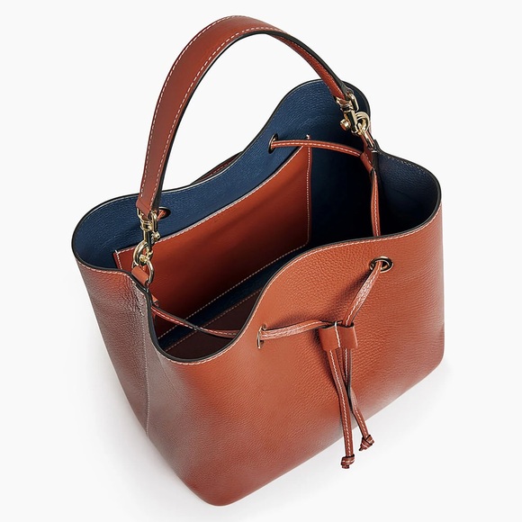 Le Tanneur Brand New Cognac Brown Bucket Bag in Grained Leather. Large Size! - Picture 3 of 16